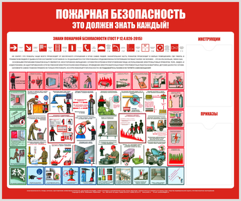 Стенд пожарная безопасность (1200х1000 мм, пластик ПВХ 4 мм, алюминиевый багет серебряного цвета) - Стенды - Стенды по пожарной безопасности - Магазин охраны труда Протекторшоп