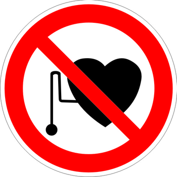 P11 запрещается работа (присутствие) людей со стимуляторами сердечной деятельности (пластик, 200х200 мм) - Знаки безопасности - Запрещающие знаки - Магазин охраны труда Протекторшоп